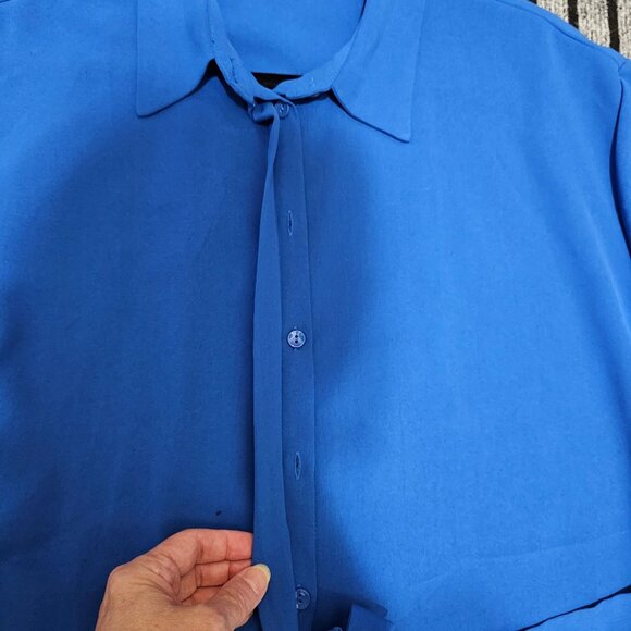 Blue LCW Vision Belted Short Sleeve Shirt Dress Size 42‎ - US 11-12 - Picture 6 of 12